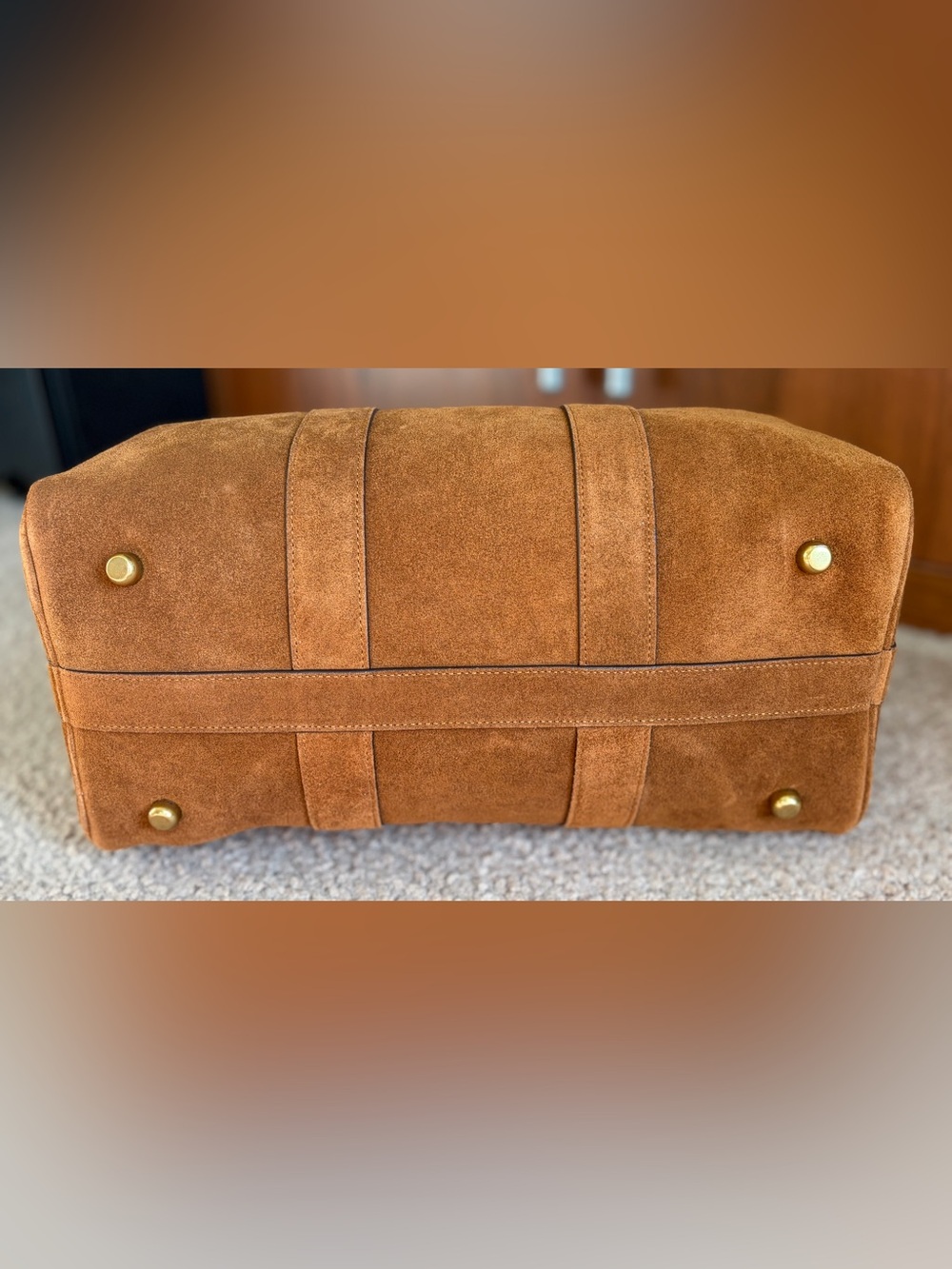Coach Large Compass Bag 35 CCW80 Warm Brown Suede Crossbody Satchel with Charms - Picture 8 of 11